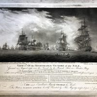 However, Napoleon's success did not last much longer. In August 1798, the Battle of the Nile was fought on the water between Napoleon's French naval forces and Rear-Admiral Sir Horatio Nelson’s British Royal Navy. The French were decisively beaten and this print depicts the British Victory in Aboukir Bay.