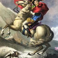 By 1800 Napoleon had regrouped and was leading his second Italian campaign. This iconic image is a copy of an original painting by the celebrated French artist Jacque-Louis David. Napoleon commissioned David to commemorate his daring crossing of the Alps - but although he had actually crossed the Alps on a mule, he requested that he be portrayed "calm upon a fiery steed". Interestingly, David's close association with the Committee of Public Safety during the Terror resulted in his signing the death warrant of Josephine’s first husband, who then went on to marry Napoleon.