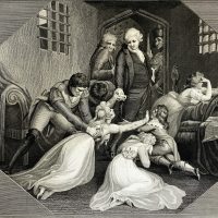 Meanwhile in Paris, Louis XVI was deposed and his family executed by guillotine. This poignant print depicts Louis being taken from his family to his death in January 1793. His wife, Marie-Antoinette followed him to the same fate later that year.