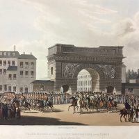 Napoleon was unable to conquer Russia in 1812, and this emboldened other states to fight back. By January 1814 France was being attacked on all its frontiers. The Treaty of Chaumont of 1814 saw Austria, Russia, Prussia, and Britain vow to unite and work together to overthrow Napoleon. No longer in awe of the emperor, Parisian authorities began negotiating with the allies, and with Louis XVIII, the brother of the executed King. When Napoleon heard the news that Paris had capitulated, he abdicated his reign on April 6, 1814.
The allies granted him the island of Elba as a sovereign principality, an annual income of two million francs to be provided by France, and a guard of 400 volunteers. He also retained the title of Emperor. After unsuccessfully trying to poison himself, Napoleon spoke his farewell to his “Old Guard,” and after a hazardous journey, during which he narrowly escaped assassination again, he arrived at Elba on May 4.