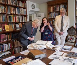 The Librarian and Honorary Librarian present a display of some of the Library's rare and important collections in the Jenner Room.