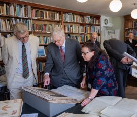 The Librarian and Honorary Librarian present a display of some of the Library's rare and important collections in the Jenner Room.